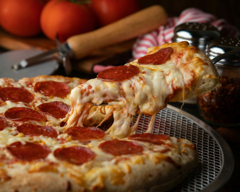 pepperoni pizza with melting cheese